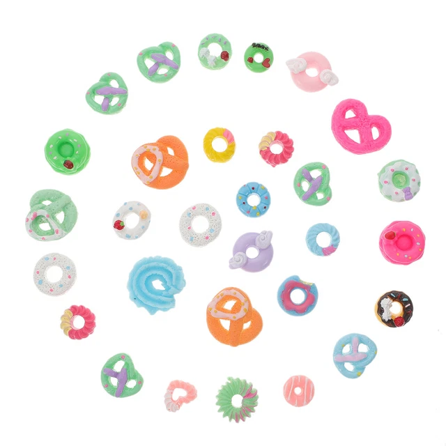 30 Pcs Phone Case Decor Pendant Cake Decorating Flatback Donut Charms