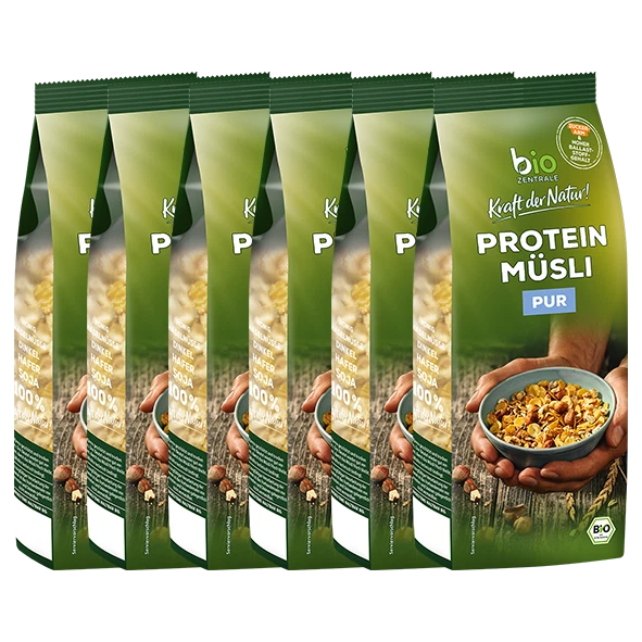 Proteine ​​muesli biocentrali biocentrali pure, 375 g, confezione da 6