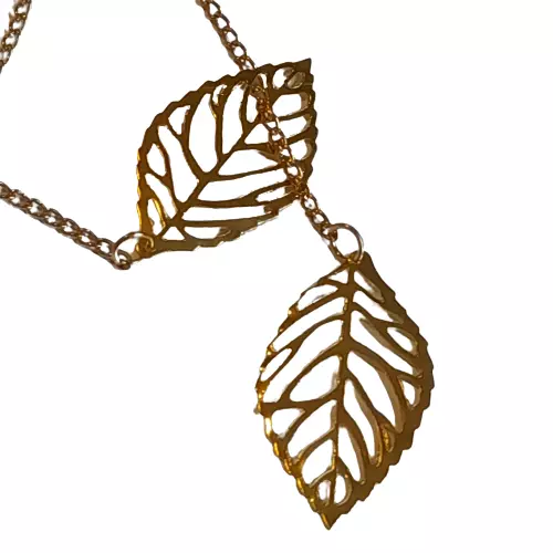 Collier fantaisie Pendentif Feuille Couleur Doré Bijoux femme