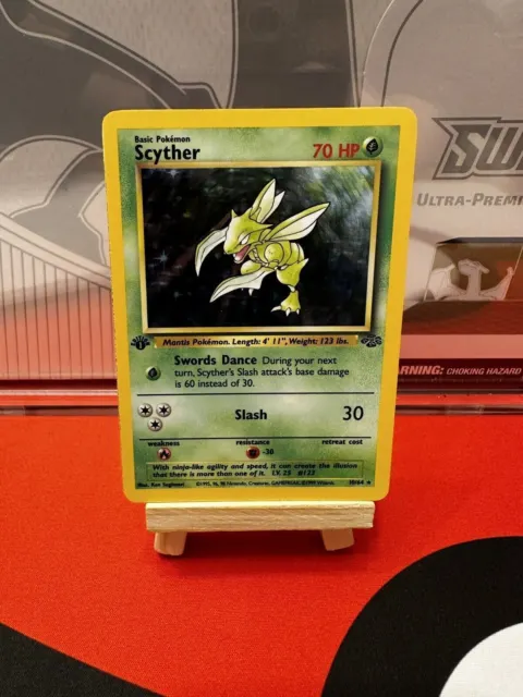 Pokemon Card Scyther 10/64 Jungle Holo Rare WOTC 1st Edition NM