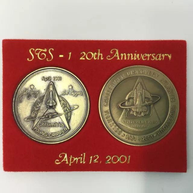 Vintage NASA COLUMBIA STS-1 & SpaceFlight Awareness medallion set of 2