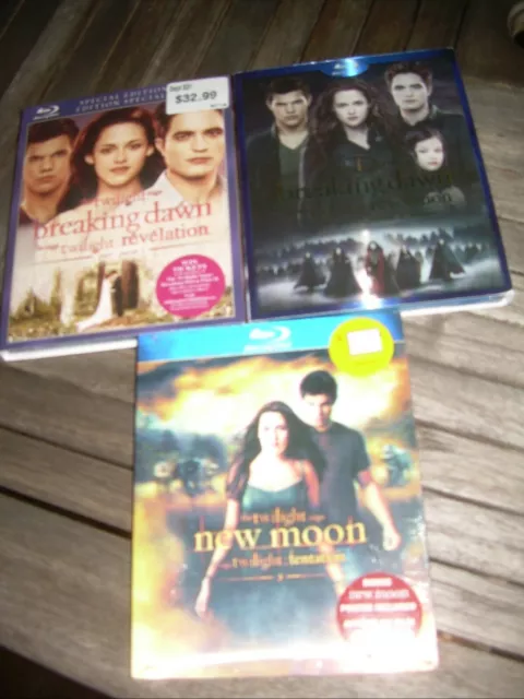 NEW! Lot of 3 Twilight Saga Blu-ray:  New Moon + Breaking Dawn Part 1 & 2