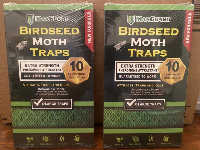 (2x) MaxGuard Birdseed Pantry Moth Traps (10 XL Pack) Extra Strength Pheromones