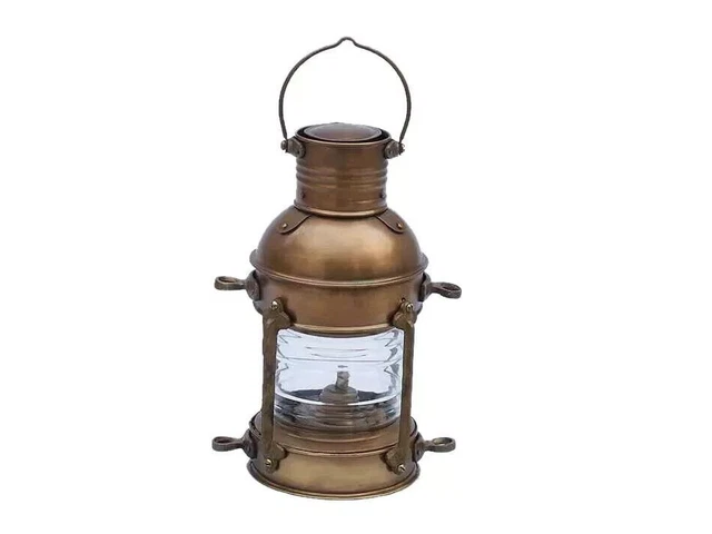 Lot De 2 Anciennes Lampes Lanternes En Laiton Pour Bateau - Style Nautique Vintage, Fonctionne à L'huile