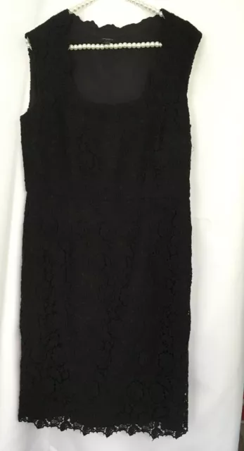 Ann Taylor Womens Black Lace Fully Lined Sleeveless Cocktail Sheath Dress Size 8