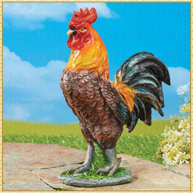 ROOSTER or HEN Chicken Statue Figurine Farmhouse Country Outdoor Garden Decor 3