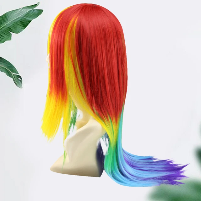 Cosplay Wig Doll Synthetic Hair Long Fluffy Rainbow Harajuku