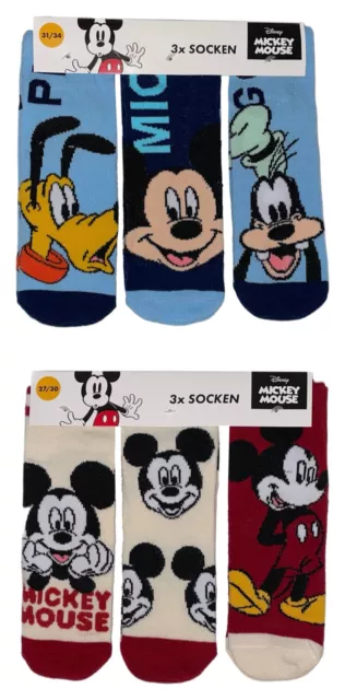 Kinder Jungen Söckchen Socken Strümpfe 3er Pack Disney Mickey Mouse Gr. 23-34 B5