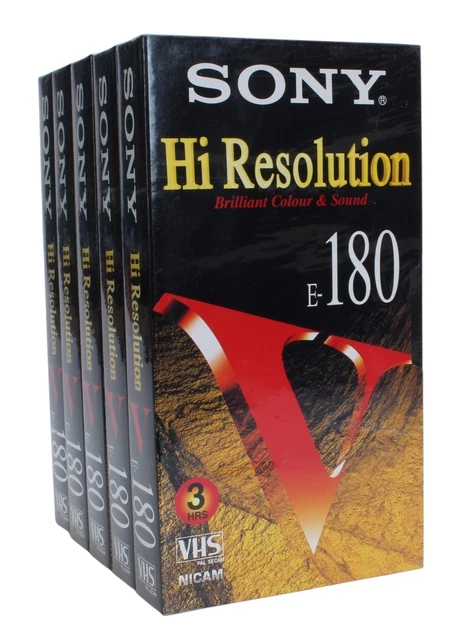 Lot De 5 Cassettes VHS Sony 120 Premium – Neuf Sous Blister, Pour Magnétoscope