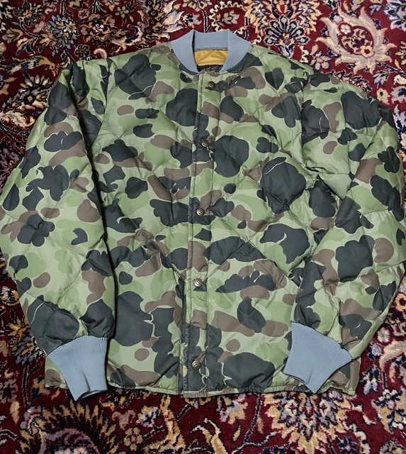 VINTAGE MENS EDDIE Bauer Goose Down Puffer Coat Jacket Duck Camo Green