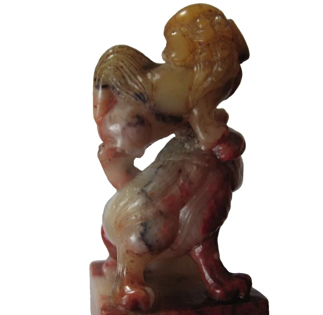 Handcarved Shoushon Stone Chinese Chop, two Dogs of Foo, Qing Dynasty