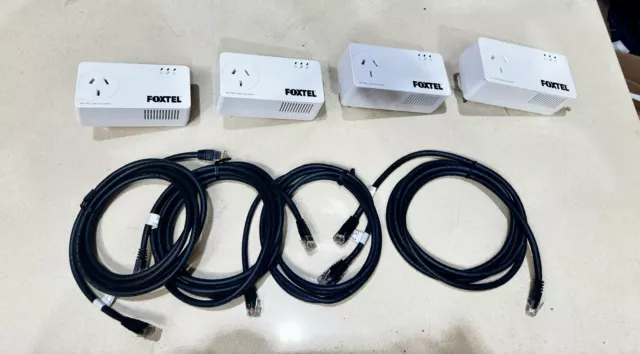 NP511 Netcomm Powerline Adapters Upto 500mbps  paired Set Of 4 And Cables