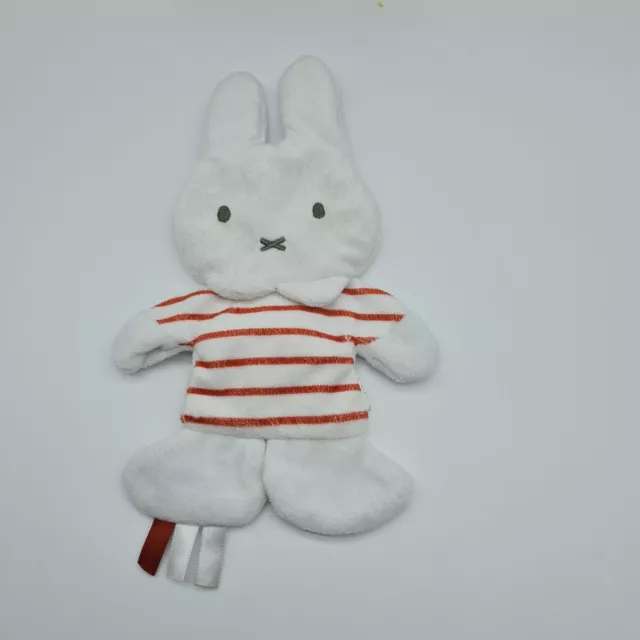 11 - Doudou Plat Lapin Miffy Mouchoir Nijntje  Blanc Rouge Rayure Rayé Occasion