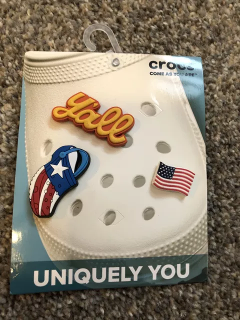 Crocs Uniquely You Y'all Patriotic Flag Stars & Stripes Jibbitz Charms Texas