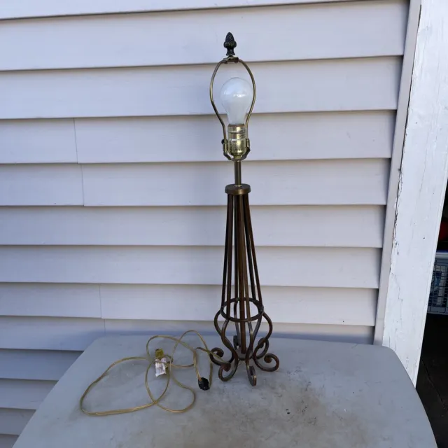 Vintage Hand Forged Solid Brass Table Lamp Arts & Crafts . Rare