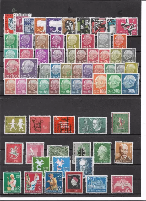 Saarland 1955-1959, MiNrn: 353 - 448, komplette Jahrgänge **, postfrisch,Auswahl