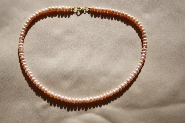 Halskette/ Armband echte Perlen, pink, 8 mm Rondelle, 40-63,5 cm, 925 vergoldet