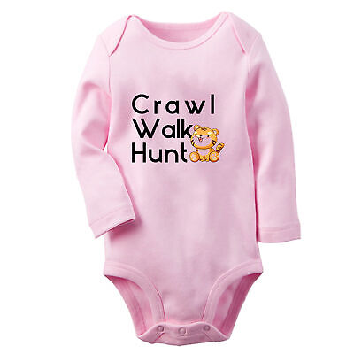 Crawl Walk Hunt Funny Romper Babies Bodysuit Newborn Jumpsuits Kids Long Outfits