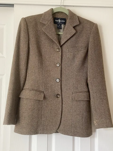 Beautiful Ralph Lauren Women’s 100% Wool Herringbone Tweed Jacket (Size 2)