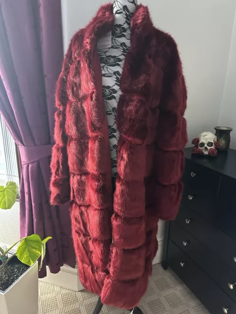 MISSGUIDED FAUX FUR Coat Burgundy Dark Red Size 16 BNWT 50.00 PicClick UK