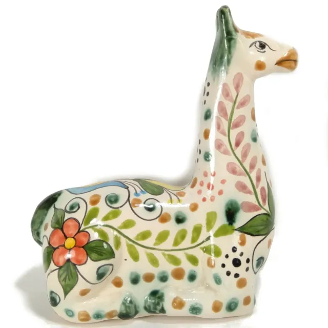 Guanaco Llama Multicolor Glazed Pottery Figure 7.25" Tall Arte Pantoja Argentina