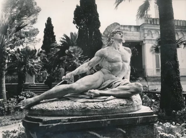 ÎLE DE CORFOU c. 1935 - Achilléion Les Jardins Statue d'Achille Grèce - Div 8228