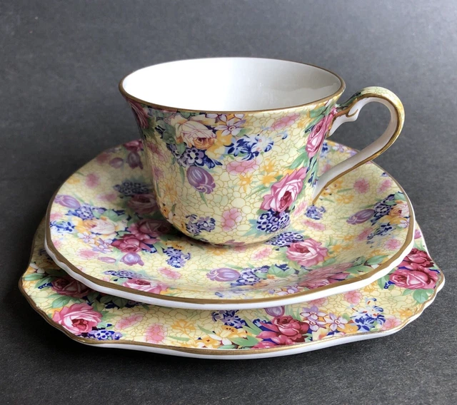 Royal Winton~GRIMWADES-WELBECK CHINZ TEA SET-CUP,SAUCER, PLATE TRIO~Unused-f