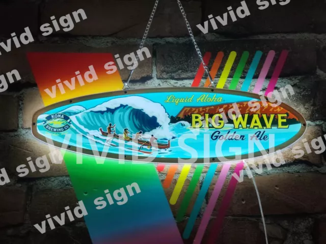 Kona Brewing Co Big Wave Golden Ale 3D LED 20"x6" Neon Lamp Light Sign Beer Bar