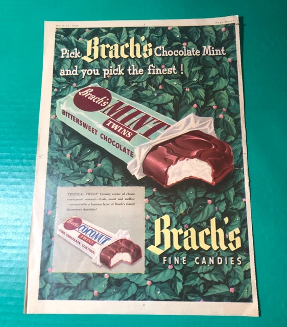 1949 BRACH’S CANDY chocolate print ad Chicago 15x10.5” 20.00 PicClick