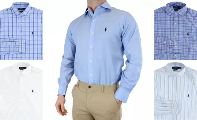 Ralph Lauren Poplin Dress Shirt Men's Slim Fit Easy Care Casual Cotton MSRP $79