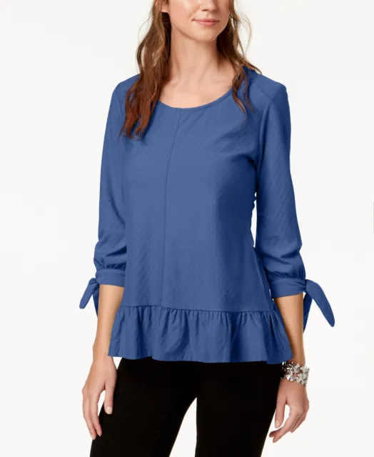 Style & Co Jacquard Tie-Sleeve Top