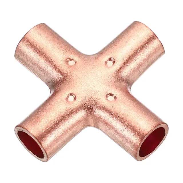 1/4 Inch ID Copper Cross Pipe Fitting 4 Way Copper End Feed Equal Connector