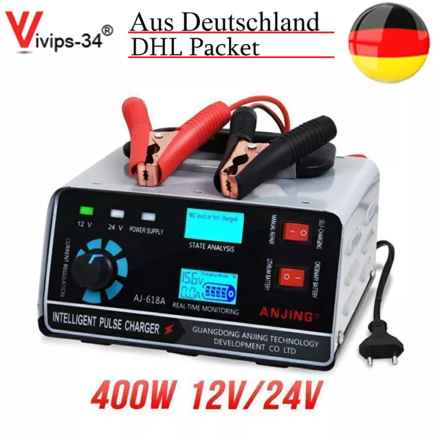 400W Auto Intelligente Batterieladegerät 12/24V KFZ LKW Batterie Ladegerät 30A