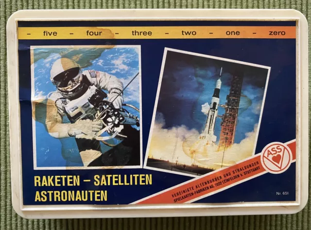 Quartett Spielkarten von ca. 1968 - "Raketen - Satelliten - Astronauten"