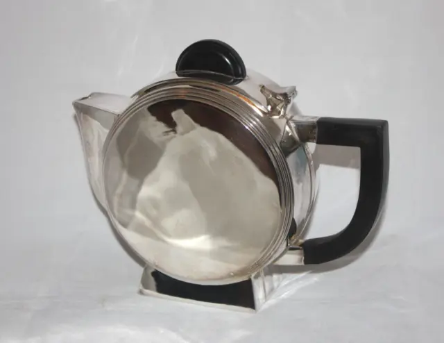 Art Deco India Silver Plate Tea/Coffee Serving Pot With Hinged Lid 1930's Style