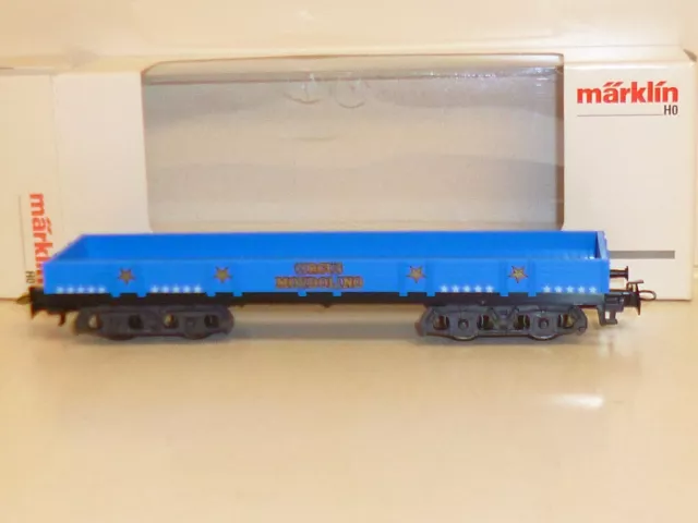 Märklin H0: Circus Mondolino Niederbordwagen blau, 4-achsig ,OVP