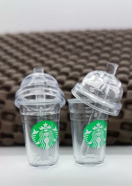 Doll House Acc 1:12th Miniature - 2 Mini Starbucks Drinking Containers