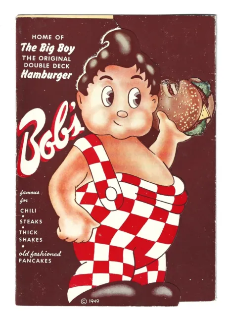 Bob’s Big Boy Vintage Fold Out Menu 1949 Toluca Lake In Excellent Shape
