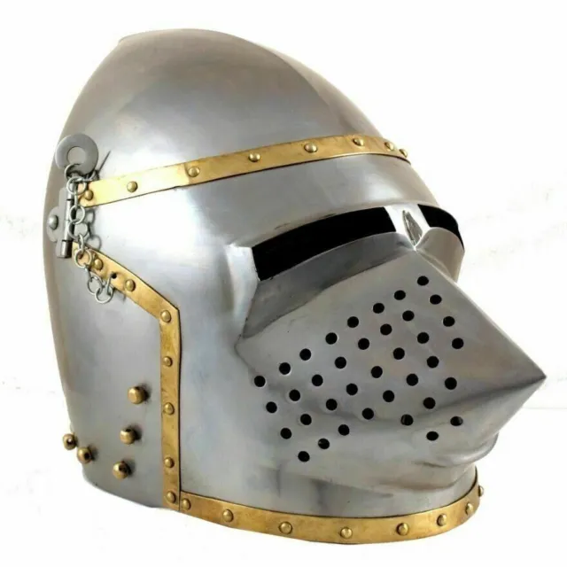 Viking Knight Pig Face Helmet X-mas Wearable Medieval Bascinet 18Ga Helmet