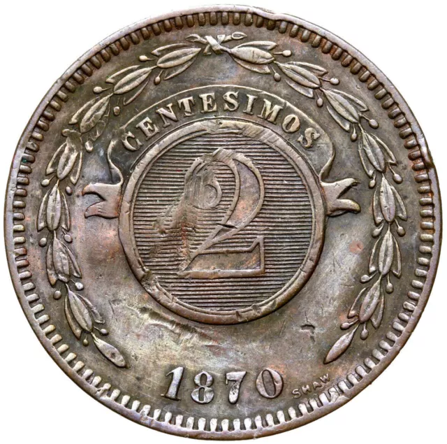 Paraguay - Coin - 2 Centesimos 1870 - RARE!