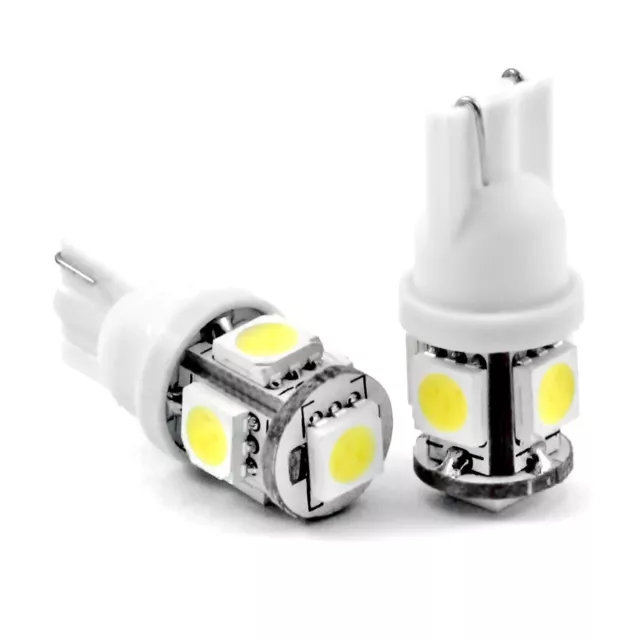 2Pcs White T10 Wedge 5-SMD 5050 LED Light bulbs W5W 2825 158 192 168 194 6000K