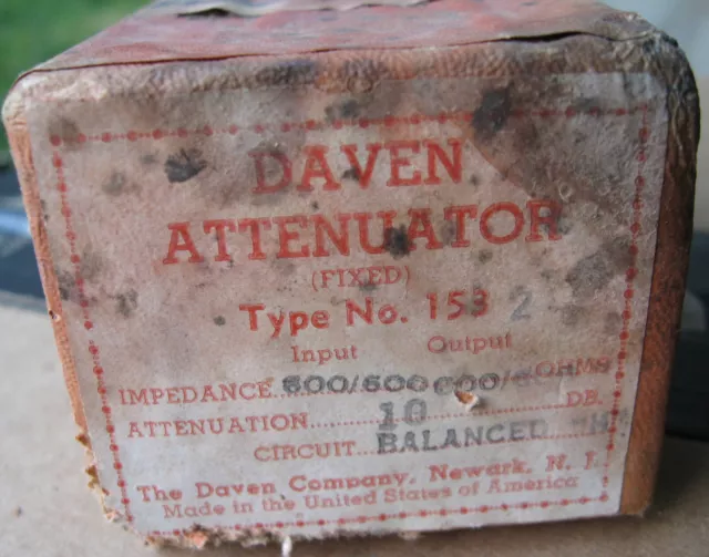 NOS Western Electric Daven Fixed 600 ohm Attenuator 1532 