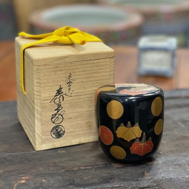 Natsume Tea Caddy Container Canister Makie(Gold Lacquer) U-0271