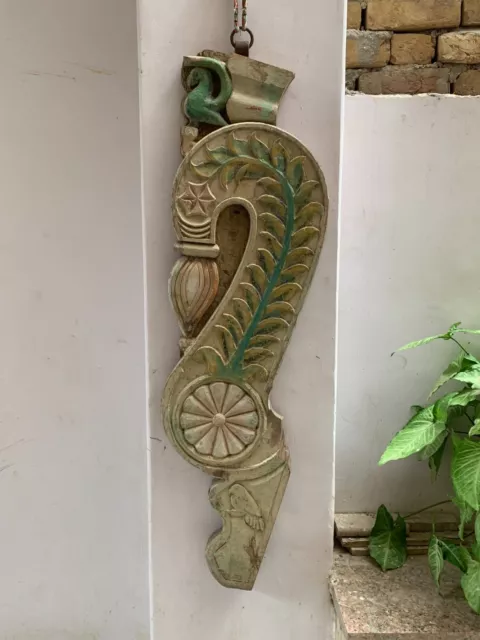Wall hanging distressed old frame Wooden Wall panel carved  animal statue