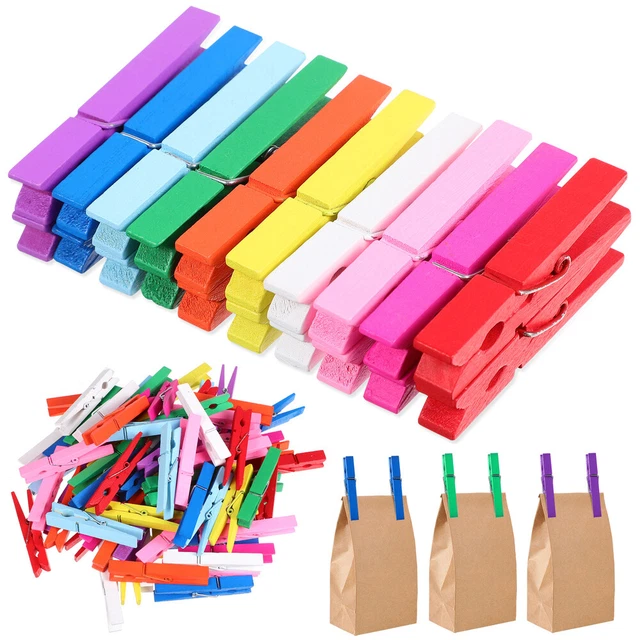 100 piezas Ropa Colores Madera Natural Cerrado con Fuerte