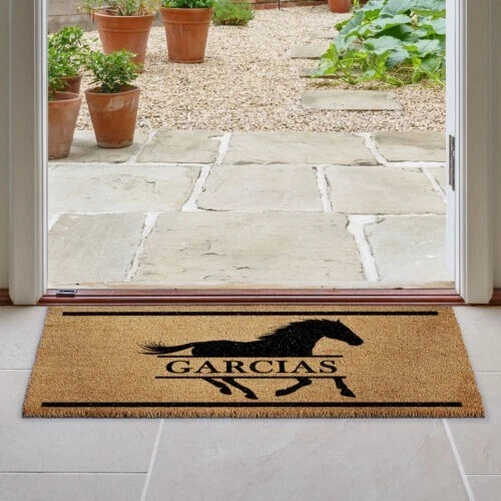 Personalizzato Zerbino Famiglia Nome Cavallo Tappeto Stalla/Regalo Casa