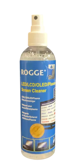 ROGGE LCD/TFT/LED/OLED + Plasma Bildschirmreiniger, 250ml Pumsprayflasche clear