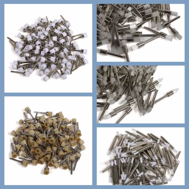 100Pcs Dental Prophy Polishing Cup Brush Flat/Mane/Tapered for Prophy Angle OR