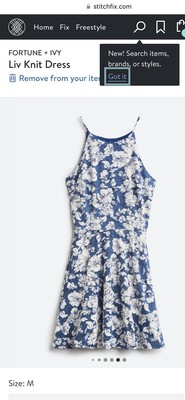 Fortune + Ivy Women's Liv Floral Knit Sleeveless A-Line Dress MB2 Blue Medium