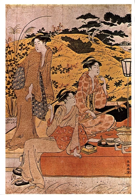 Japanese Woodblock Giclee Art Print.  Summer Picnic.  Ukiyo-E + Free Gift.